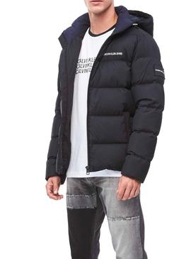 Plumífero Calvin Klein Hooded Negro Para Hombre