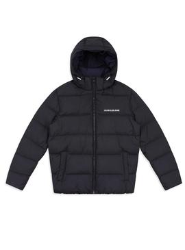 Plumífero Calvin Klein Hooded Negro Para Hombre