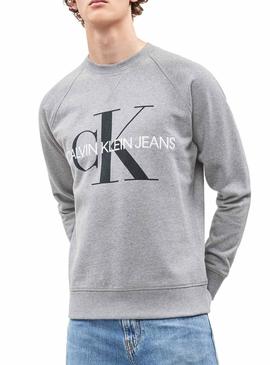 Sudadera Calvin Klein Washed Monogram Gris Hombre