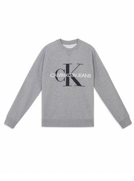 Sudadera Calvin Klein Washed Monogram Gris Hombre