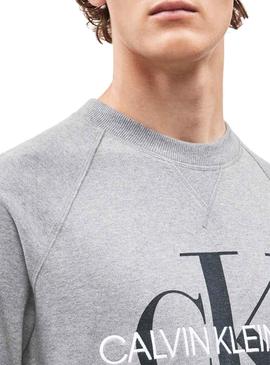 Sudadera Calvin Klein Washed Monogram Gris Hombre