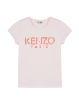 Camiseta Kenzo Logo JG Rosa Para Niña