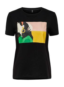 Camiseta Only Zabi Artsy Negro Para Mujer