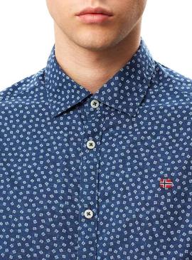 Camisa Napapijri Gassim Print Azul Para hombre