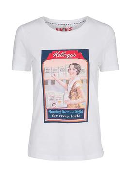 Camiseta Only Kelloggs Blanco Para Mujer
