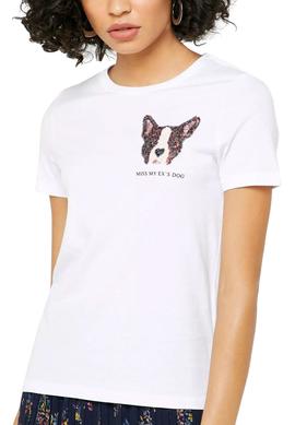 Camiseta Only Kita Dog Balnco Para Mujer