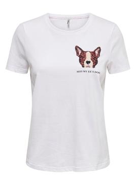 Camiseta Only Kita Dog Balnco Para Mujer