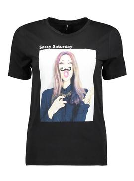 Camiseta Only Weekday Negro Para Mujer