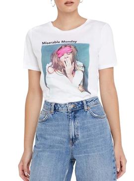 Camiseta Only Weekday Blanco Para Mujer