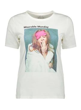 Camiseta Only Weekday Blanco Para Mujer
