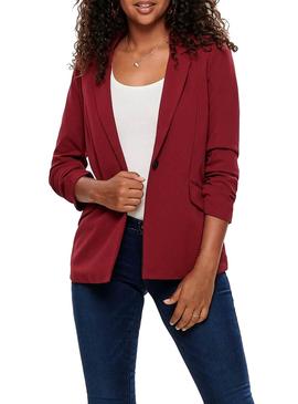 Blazer Only Carolina 3/4 Granate Para Mujer