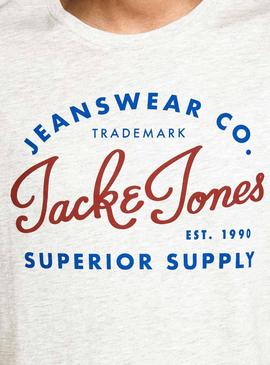 Camiseta Jack and Jones Logo Blanco Hombre