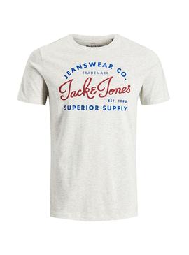Camiseta Jack and Jones Logo Blanco Hombre