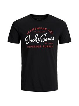 Camiseta Jack and Jones Logo Negro Hombre