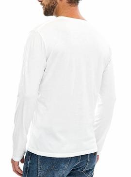 Camiseta Pepe Jeans Flag Logo LS Blanco Hombre