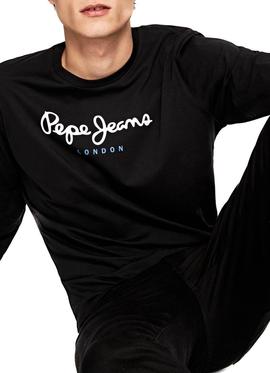 Camiseta Pepe Jeans Eggo Long Negro Para Hombre