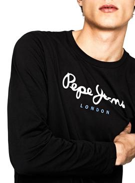 Camiseta Pepe Jeans Eggo Long Negro Para Hombre