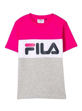 Camiseta Fila Classic Logo Rosa Niña