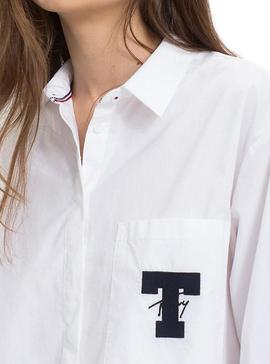 Camisa Tommy Jeans Solid Detail Blanco Mujer