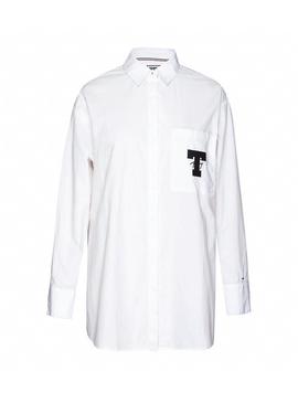 Camisa Tommy Jeans Solid Detail Blanco Mujer