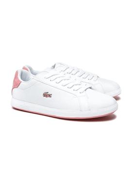 Zapatillas Lacoste Graduate Blanco Rosa Piel Mujer