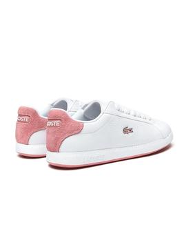 Zapatillas Lacoste Graduate Blanco Rosa Piel Mujer