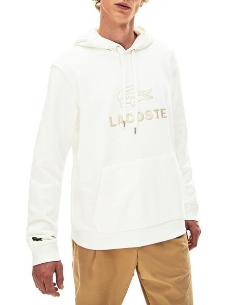 Punto muerto Orbita secuencia Sudadera Lacoste Logo Capucha Blanco Hombre