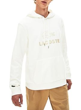 Sudadera Lacoste Logo Capucha Blanco Hombre