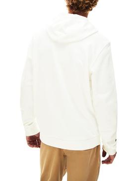 Sudadera Lacoste Logo Capucha Blanco Hombre