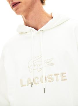 Sudadera Lacoste Logo Capucha Blanco Hombre