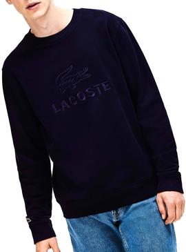 Sudadera Lacoste Logo Bordado Marino Para Hombre