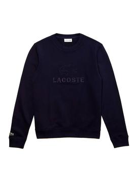 Sudadera Lacoste Logo Bordado Marino Para Hombre