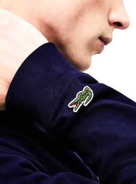Sudadera Lacoste Logo Bordado Marino Para Hombre