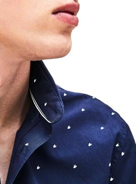 Camisa Lacoste Estampado Marino Para Hombre