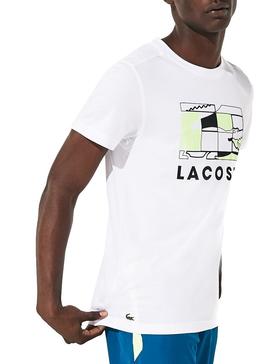 Camiseta Lacoste Sport Tenis Cancha Blanco Hombre