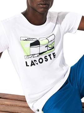 Camiseta Lacoste Sport Tenis Cancha Blanco Hombre