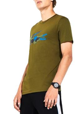 Camiseta Lacoste Sport Croco Camo Verde Hombre