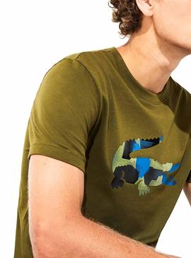 Camiseta Lacoste Sport Croco Camo Verde Hombre