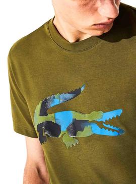 Camiseta Lacoste Sport Croco Camo Verde Hombre