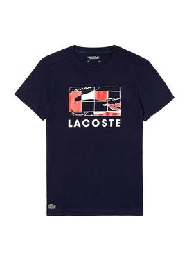 Camiseta Lacoste Sport Tenis Cancha Marino Hombre