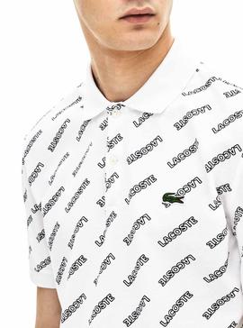 Polo Lacoste Live Estampado Blanco Para Hombre