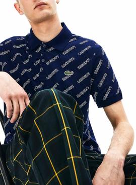 Polo Lacoste Live Estampado Marino Para Hombre