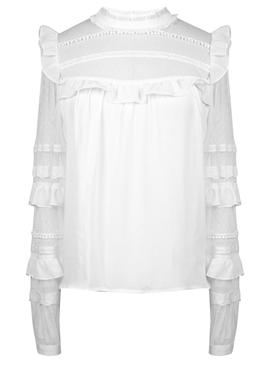 Blusa Naf Naf Transparencias Blanco Mujer