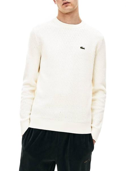 Jersey Lacoste Live Texturizado Blanco Para Hombre