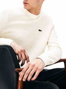 Jersey Lacoste Live Texturizado Blanco Para Hombre