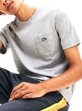 Camiseta Lacoste Live Unisex Bolsillo Gris