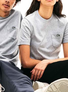 Camiseta Lacoste Live Unisex Bolsillo Gris