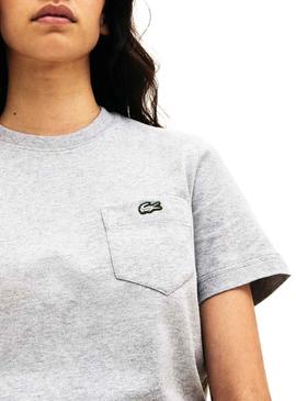 Camiseta Lacoste Live Unisex Bolsillo Gris