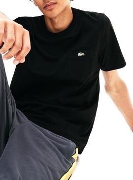 Camiseta Lacoste Live Unisex Bolsillo Negro