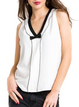 Blusa Naf Naf Lazo Blanca Mujer